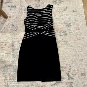 White House Black Market Black and White Midi Dress